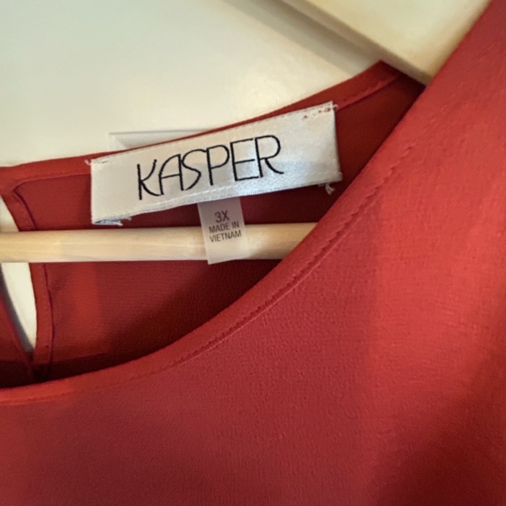 Kasper Burnt Orange Career Silky Relaxed Boxy Blouse Size 3X - Picture 4 of 11